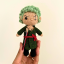 Chibi Roronoa Zoro anime crochet figure